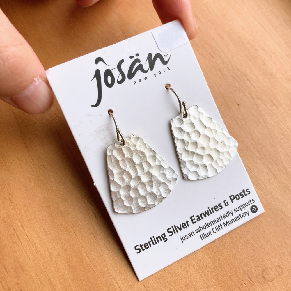 NWT Josan New York Hammered Minimalist Style Earrings Sterling Silver Earwires